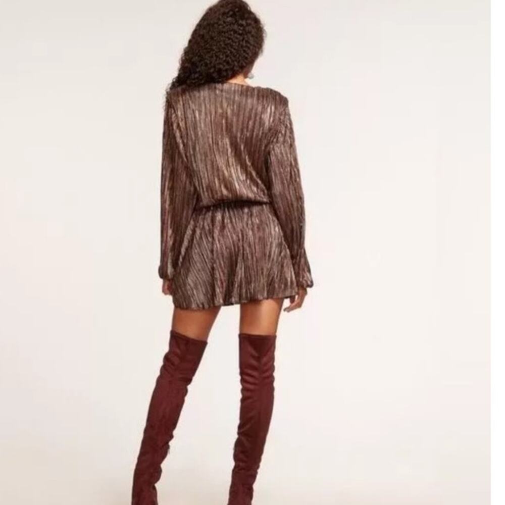 RAMY BROOK Multicolor Metallic A-Line Long Sleeves Elise Vincy Dress Size Small - Picture 4 of 16